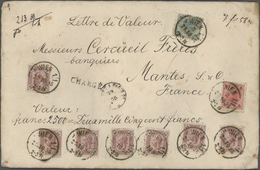 01849 Österreich: 1895, 3 Kr Blaugrün/schwarz, 5 Kr Rot/schwarz Und 7 X 50 Kr Lila/schwarz, MiF Auf Gesieg - Neufs