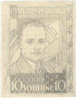 01855 Österreich: 1936, 10 S Dollfuß, Original Bleistift-Vorzeichnung Auf Getöntem Papier (Originalgröße D - Ungebraucht