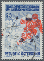 01859 Österreich: 1991, 5 Sch. Skiweltmeisterschaften Mit Markant Nach Rechts Verschobenem Druck Der Roten - Unused Stamps