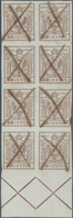 01875 Österreich - Lombardei Und Venetien: 1850, 30 C Braun, Erstdruck, Senkrechter Achterblock Mit Unten - Lombardije-Venetië