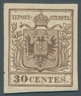 01876 Österreich - Lombardei Und Venetien: 1853. VERONESER POSTFÄLSCHUNG, 30 Centesimi Braun, Ungebraucht - Lombardo-Vénétie
