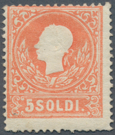 01882 Österreich - Lombardei Und Venetien: 1858 Kaiser Franz Joseph 5 S. Rot, Type I, In Postfrischer Erha - Lombardo-Vénétie