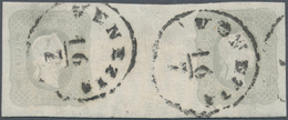 01891 Österreich - Lombardei Und Venetien: 1861, (1,05 S) Grau Zeitungsmarke, Waagerechtes Paar Von Der Dr - Lombardy-Venetia