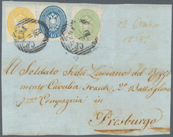 01892 Österreich - Lombardei Und Venetien: 1863/1864, 2 S Gelb, Gezähnt K 14, Sowie 3 S Grün Und 10 S Blau - Lombardy-Venetia