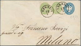 01893 Österreich - Lombardei Und Venetien: 1863, Ganzsachenumschlag 10 Soldi Blau Mit Zusatzfrankatur Paar - Lombardy-Venetia