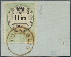 01896 Österreich - Lombardei Und Venetien - Stempelmarken: 1854, 1 Lira 50 Cen. Grün/schwarz Stempelmarke, - Lombardo-Vénétie