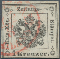 01901 Österreich - Lombardei Und Venetien - Zeitungsstempelmarken: 1859, 1 Kr Schwarz, Ränder Links Und Un - Lombardije-Venetië