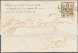 01905 Österreich - Lombardei Und Venetien - Stempel: 1850: LEGNANO 10 GIU (1850), In BLAU Auf 30 C Erstdru - Lombardije-Venetië