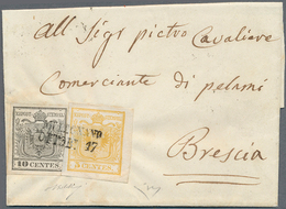 01908 Österreich - Lombardei Und Venetien - Stempel: 1850: MELEGNANO, SD (12 Punkte) 5 C Zitronengelb Und - Lombardo-Venetien