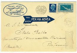 ITALIA 1930 - CROCIERA ITALO BALBO SU AEROGRAMMA  - AFFRANCATURA COMPLEMENTARE DA ROMA A RIO DE JANEIRO - Storia Postale (Posta Aerea)