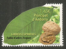 Feuille D'arbre: Le NOYER, Un Timbre Oblitéré, 1 ère Qualité, 2018 . Adhésif, Haute Faciale.AND.ESP - Unused Stamps