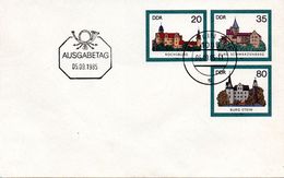 (FC5) DDR Amtl. GZS-Umschlag U2  20(Pf)neben 35(Pf)darunter 80(Pf)mehrfarbig "Burgen Der DDR" ESSt 5.9.1985 - Sobres - Usados