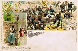 Delcampe - Wissembourg/Weissenburg - Lithographie Major V. Kaiserberg Füht Die Königdgrenadiere.... - Wissembourg