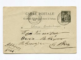 !!! PRIX FIXE : CACHET SALONIQUE - TURQUIE DE 1896 SUR ENTIER POSTAL SAGE - Cartas & Documentos