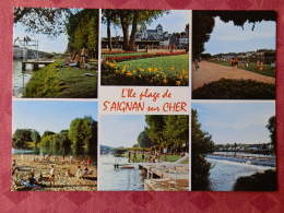 Delcampe - Dep 41 , Cpm L'Ile Plage De ST AIGNAN Sur CHER , Multivues , F.7.321 (M03.643) - Saint Aignan