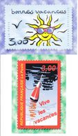 Delcampe - 2 Cartes Bonnes Vacances Et Vive Les Vacances Association Pour La Philatélie La Poste - Post & Briefboten