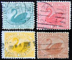 WESTERN AUSTRALIA 1905 1/2d,1d,2d,3d Swan Used WATERMARK : CROWN & DOUBLE LINED A - Used Stamps