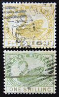 WESTERN AUSTRALIA 1890 5d,1sh Swan Used WATERMARK : CROWN & CA - Used Stamps