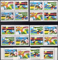 FIFA Football Brasila 2264/7,4x4-Blocks+Mongolia Bl.89 ** 94€ Clubs 1988 Recife Fluminense Rio Se-tenants Bf Soccer - Blocks & Sheetlets