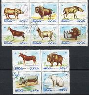 Delcampe - (lot 6 Bis) Oman Ob - Série De 10 Tbres - Animaux Sauvages : Bison, Yack, Rhinocéros, Ours Etc… - Oman