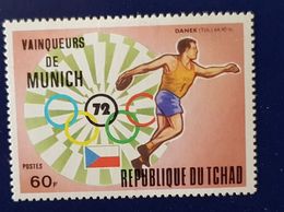 Delcampe - TCHAD Lancer Du Disque, Olympic Games Olympics Athletics Athletisme, MUNICH. 1 VALEUR ** MNH - Athlétisme