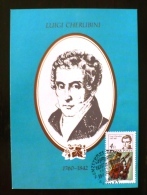 HONGRIE Musique, Instrument De Musique, Violon, CHERUBINI Sur Carte Maximum FDC, Premier Jour En 1985 - Musique