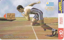 Delcampe - Nº 133 TARJETA DE URUGUAY DE ANTEL DE ATLETISMO  (CHIP G4 NEGRO) - Uruguay