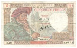 Billet  >  France > 50 Francs 1940  Peu Commun - 50 F 1940-1942 ''Jacques Coeur''