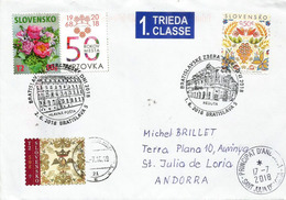 Belle Lettre De Bratislava, Adressée Andorra , Année 2018, Avec Timbre à Date Arrivée - Cartas & Documentos