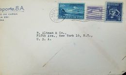 O) 1952 CUBA - CARIBE - CARIBBEAN, AIRPLANE AND COAST SC AP3, NURSE WITH CHILD SC.PT2, COMMUNICATIONS BUILDING PT8, TO U - Covers & Documents