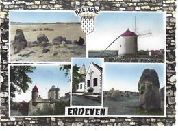 Delcampe - 56 - ERDEVEN - T.B Carte Multi Vues Couleur ( Page Kerhilliot- Moulin Narbon - Château Kéravéon- Alignements Kerserho ) - Erdeven