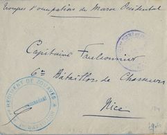 Delcampe - MARRUECOS FRANCÉS , SOBRE CIRCULADO A NIZA , LLEGADA AL DORSO , FRANQUICIA " REGIMENT DE ZOUAVES " - Covers & Documents