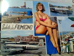 FIUMICINO AEREOPORTO AEREO AVION E RAGAZZA COSTUME PIN UP   VB1971 GT2458 - Fiumicino