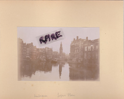 LOT DE 2 PHOTOS ANCIENNES,1880,PAYS BAS,HOLLANDE,AMSTERDAM,RARE,SUR LE MEME CARTON,RECTO VERSO - Places