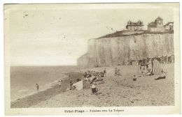 Delcampe - CPA - 76 -  CRIEL PLAGE - Cabines Tentes De Plage - Falaises Vers Le Tréport - Criel Sur Mer