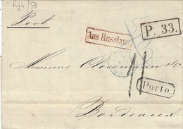 1864- Letter From St Petersbourg To Bordeaux -P33 + Porto. Back Königsberg.Pr / 27 M.. - Lettres & Documents
