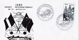 2 Enveloppes Commémoratives, Paris Pékin 1985 Année De La Jeunesse, De La Vapeur Au TGV - Trains