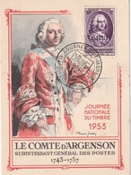 ALGERIE 1953  CARTE MAXIMUM JOURNEE DU TIMBRE A MAISON-CARREE - Cartoline Maximum