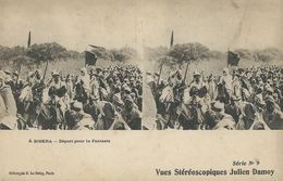 Delcampe - VUES STEREOSCOPIQUES JULIEN DAMOY  BISKRA DEPART POUR LA FANTASIA - Biskra