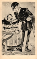 Delcampe - Frankreich, Karikatur, Polizist Mit älterer Dame, Um 1905 - Polizei - Gendarmerie