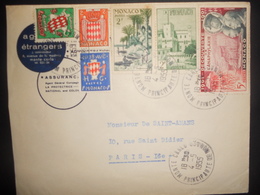 Monaco Lettre De Monte-carlo 1955 Pour Paris Joli Affranchissement - Briefe U. Dokumente