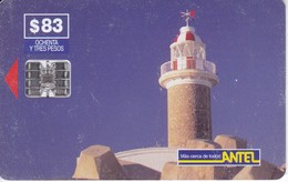 Nº 42 TARJETA DE URUGUAY DE ANTEL DE EL FARO DE PUNTA CARRETAS (LIGHTHOUSE) (rozada) - Leuchttürme