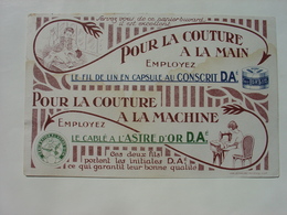 BUVARD ANCIEN - FIL COUTURE D.A.é - COUTURE A LA MAIN COUTURE A LA MACHINE - IMP. LEFEVRE DUCROCQ LILLE - Textile & Vestimentaire