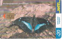 Delcampe - Nº 242 TARJETA DE URUGUAY DE UNA MARIPOSA (BUTTERFLY) (CHIP ROJO) - Uruguay