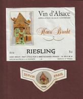 Etiquette De  Vin D'ALSACE.- RIESLING - HENRI BRECHT. à EGUISHEIM.68 - Année 1998 - Riesling