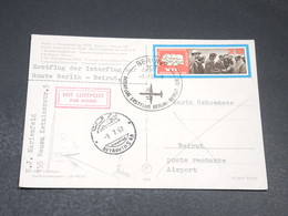 ALLEMAGNE - Vol Berlin / Beyrouth Sur Carte Postale En 1967 Et Retour - L 19705 - Covers & Documents