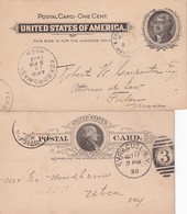 USA LOT DE 2 ENTIER POSTAUX CARTE DE 1890 ET 1902 - 1901-20