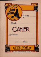 CAHIER D'ECOLIER  Ou Cahier D'écriture , Publicité Lion Noir , 20 X 15 CM , Vierge , 10 Pages - Papeterie