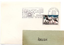 OISEAU / COLIBRI = 14 CAEN GARE 1973 =  FLAMME CONCORDANTE N° 1755 = SECAP Illustrée  ' SALON FLEUR OISEAU ' - Mechanical Postmarks (Advertisement)