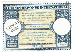 Coupon-réponse France Modèle Londres C22 - 0,70 Franc - Griffe Laon RP Aisne - Antwortscheine